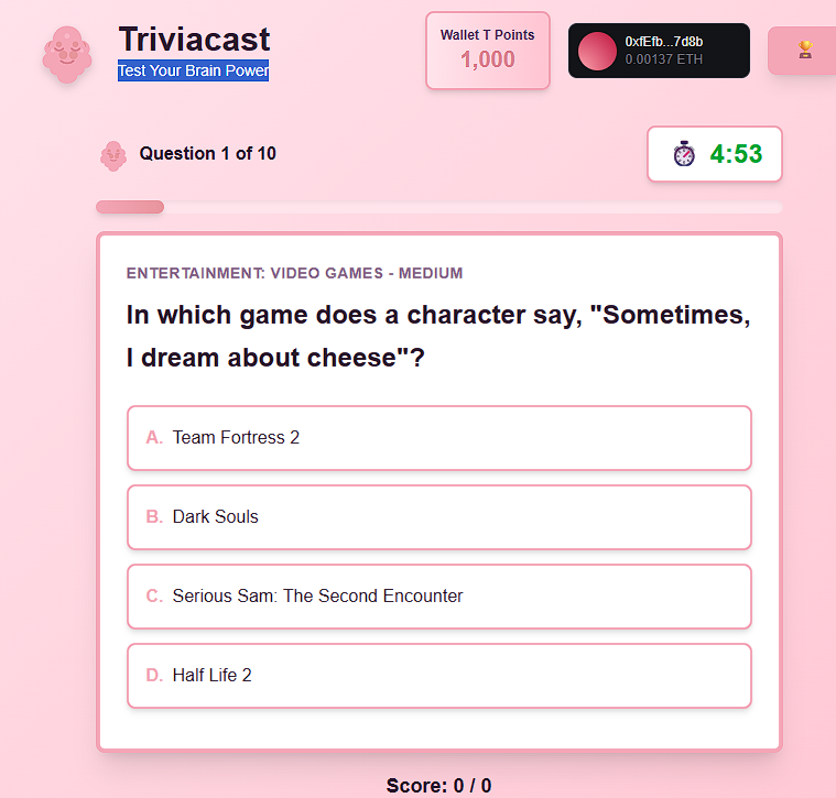 Triviacast - Test your brain - Farcaster Mini Apps